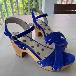 Boden blue suede sandals heels